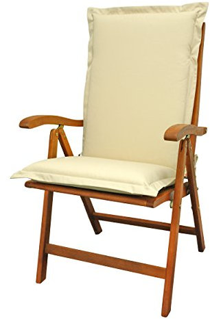 IND-70452-AUHL Sitzauflage Hochlehner Premium, extra dicke Polsterauflage mit Reißverschluss, 120 x 50 x 9 cm, Beige