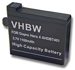 vhbw batteria compatibile con GoPro HD Hero 4 Black, 4 + Plus, 4 Black Edition Music videocamera camcorder (1160mAh, 3,7V, Li-Ion)