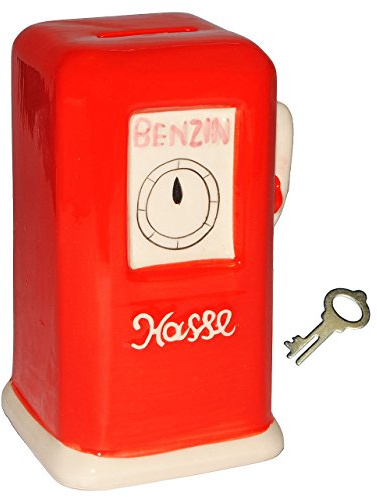 Spardose „Benzinkasse“ (Kermik * Mit Schloss * 9,5 x 8 x 15 cm)