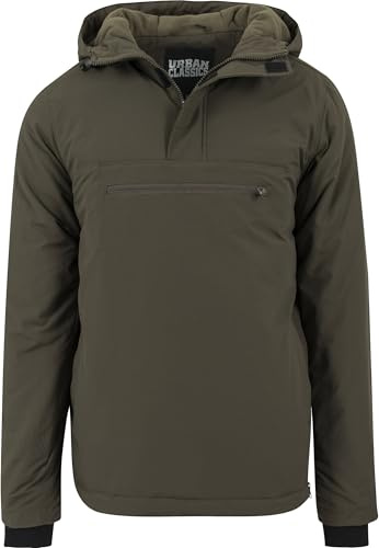 Urban Classics Vadderad pullover-jacka för män, Grön (oliv), M