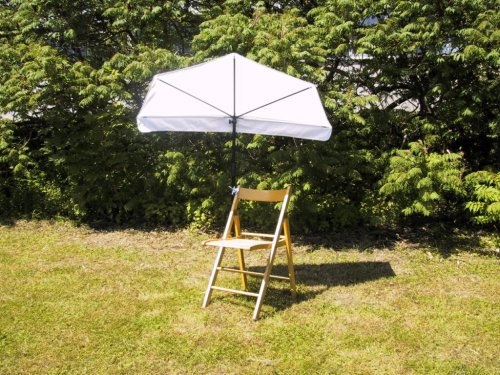 STABIELO - BALKON - Stuhl-Sonnenschirm Holly'mat® - Fächerschirm WEISS - mit Holly ® 360 ° Universalgelenkhalterung GVC (25 EUR) - INNOVATIONEN MADE in GERMANY - HOLLY PRODUKTE STABIELO ® - Für Befestigungen an runden oder eckigen Elementen mit einem Ø bis 35 mm - holly sunshade -