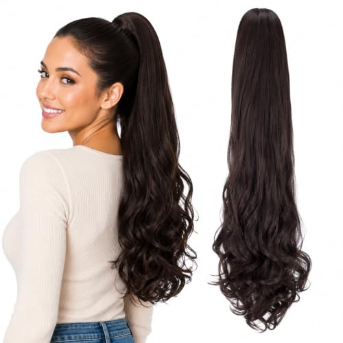 CAISHA 60cm Haarteil Ponytail Zopf Pferdeschwanz Dunkelbraun H50
