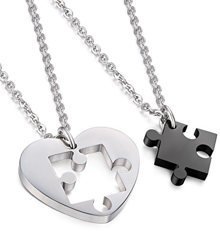 Jstyle Schmuck verliebte Paare Anhänger Halskette Puzzleanhänger Herz Form Freundschaft Anhänger Kette für Liebe Herren Damen