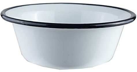 Karl Krüger - Cuenco esmaltado, color blanco con borde negro, 16 cm