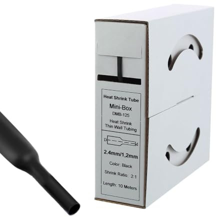 Offgridtec Gaine thermorétractable 10 m 2,4 mm > 1,2 mm Noir Boîte distributrice Atelier Voiture
