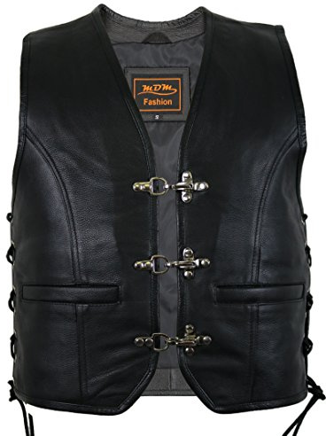 MDM Gilet en cuir de vachette pour homme, Noir , XXXL