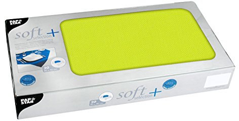 Papstar, 20 Mitteldecken, stoffähnlich, Vlies soft selection plus 80 cm x 80 cm limonengrün, #84917, 6.2 x 42 x 22.3 cm