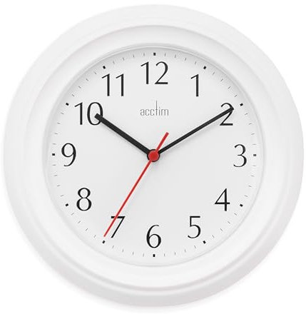 Acctim Wycombe 21412 - Reloj de Pared (Cuarzo, números arábigos, 22 cm), Color Blanco