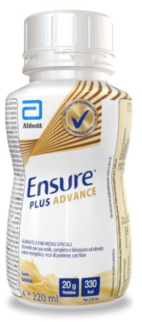 Ensure Plus Advance Supplemento Nutrizionale Ipercalorico ed Iperproteico |Formato bevanda| Alimento a fini medici speciali iperproteico| Confezione 4x220ml Gusto Banana