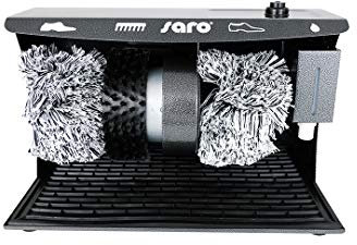 SARO Schuhputzmaschine – 2 Polierbürsten + Reinigungsbürste – Fußschalter – Schuhcremespender – Farbe anthrazit – Modell ESP 006
