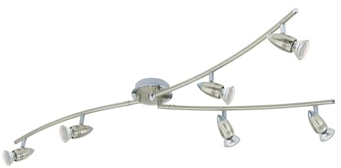 EGLO LED Deckenlampe Magnum LED,6 flammige Deckenleuchte | Deckenstrahler aus Metall, Wohnzimmerlampe in Nickel-Matt, Chrom, Spots inkl. GU10 Leuchtmittel, warmweiß