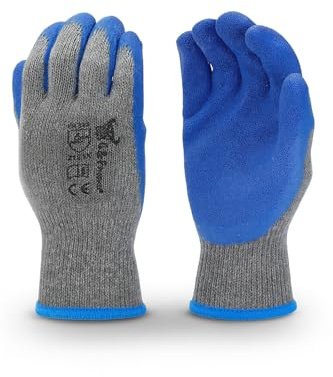 G & F Products 12 Pairs Medium Rubber Latex Double Coated Work Gloves for Construction, gardening gloves, heavy duty Cotton Blend,Blue,3100M