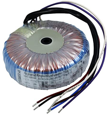 Lumonic Ringkerntrafo Transformator 75VA 2x9V für Audio, Industrie, Halogen und Schienensysteme - 230V Eingangsspannung - 18V Sekundärspannung - Modell RSO-825019