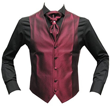 MMUGA Hochzeitwesten Set mit Plastron Bordeaux 102