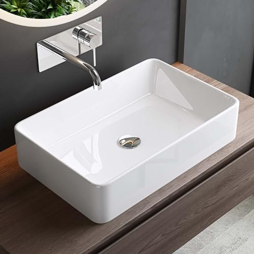 Mai & Mai Waschbecken weiß Aufsatzwaschbecken BTH: 59x38x13,5cm Waschschale aus Keramik Brüssel105D