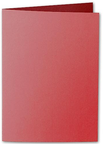 ARTOZ 25x DIN A5 Faltkarten - Rot (Rot) gerippt 148 x 210 mm Klappkarten hochdoppelt - Blanko Doppelkarte mit 220 g/m² edle Egoutteur-Rippung