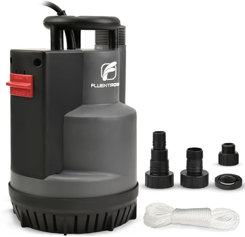 FLUENTPOWER 1/2HP 2500GPH Submersible Sump Pump, Automatic/Manual Operation Utility Water Pump, with Check Valve Adapter for Basement Flood Cellar Pool Garden Pond Hot Tub
