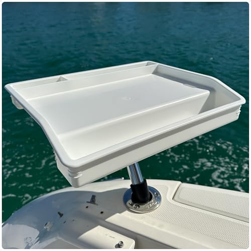 Five Oceans Boat Cutting Board, 17x14- Deluxe Bait Cutting Table with Rod Holder Mount, Knife & Pliers Holder, 3 Deep Trays & Draining Hole - 1-Year Warranty - FO4298