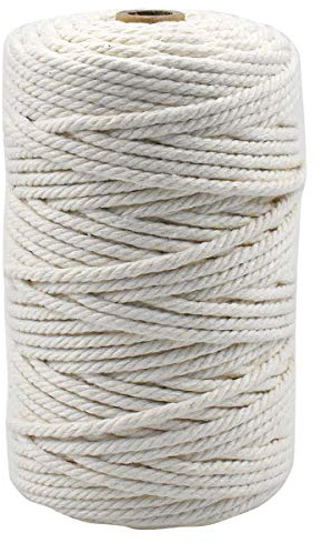 Makramee Garn 4mm x100m, Garn für Makramee Baumwollkordel Makramee Band/Makramee Kordel Baumwolle Garn Baumwollseil Weiß für DIY Handwerk Basteln Wand Aufhängung Pflanze Aufhänger