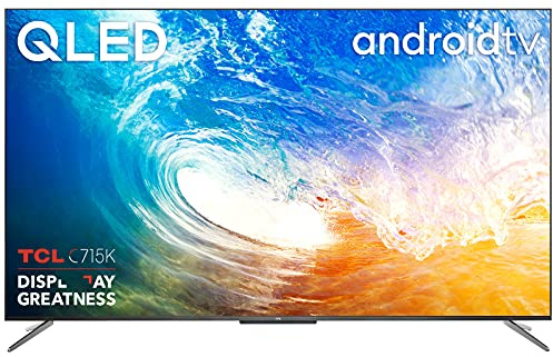 TCL 50C715K 50 Zoll QLED-Fernseher, 4K Ultra HD HDR 10+ Dolby Vision, Smart Android TV mit Freeview Play, Freisprech-Sprachsteuerung, rahmenloses Design, funktioniert mit Google Assistant & Alexa