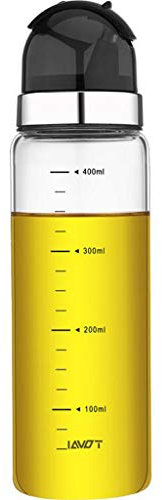 Conteneur d'huile Comestible Bouteille d'huile d'olive Bouteille en Verre Bouteille de Distribution de vinaigre/Sauce de soja 400 ML Noir