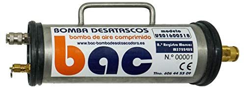 x1 Bomba de Aire Comprimido COMPLEMENTO para BAC Bomba Desatascadora de Tuberias Profesional Desatascador Universal Efectivo ante Grandes Atascos en Fregadero, Desagües, WC, Ducha, Lavabo