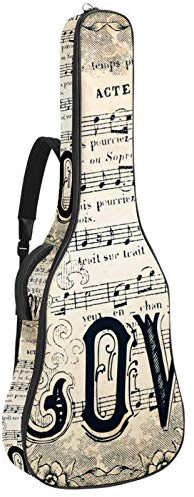 Gitarren-Gigbag, wasserdicht, Reißverschluss, weicher Gitarren-Rucksack, Bassgitarre, Akustik- und klassische Folk-Gitarre, Vintage, Liebe, Noten, Vögel, Blumen