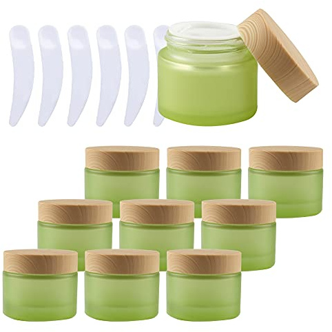 ZEOABSY 12 Stück Leere Matt Grün Glas Cremedose 50ml mit Deckel, Grünglas Schraubdeckel Glas-Tiegel Schraubdose Glas-Dose Salbentiegel Kosmetik-Dose für Gels Cremes