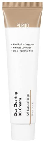 PURITO Cica Clearing BB Cream #23 Natural Beige 1 fl.oz / 30ml, Vegan bb cream, foundation, cruelty free