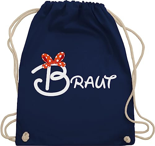Turnbeutel Rucksack - JGA Junggesellenabschied Frauen - Braut Schleife weiß - Unisize - Navy Blau - brauttaschen bachelorette party stoffrucksack junggesellinnenabschied outfit jungesselnabschied