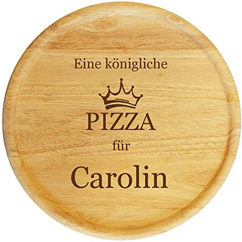 Sterngraf Pizzateller mit Gravur (Namen) personalisiertes Holz Pizzabrett 32cm - Geschenkidee zum Geburtstag, Geschenke Jahrestag Jubiläum, Holz-Teller Krone MotivP6 Königliche Pizza