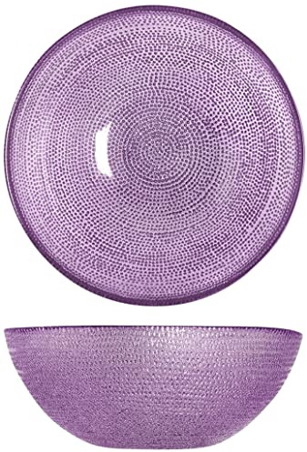 H&H Glossy Set 6 Coppe, in Vetro Colorato, 15cm, Decorazione in Rilievo esternamente, Eleganti e Moderne, Colori Assortiti