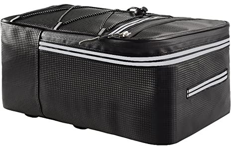 Pyuyan Fahrradtasche, 12L, Schwarz, Reflektierend, Wasserdicht, Gepäckträgerkompatibel