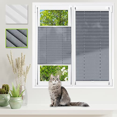 Plissee ohne Bohren Klemmfix Grau 90x130cm(BxH)