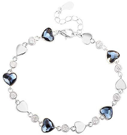Damen Armbänder Armreifen 925 Sterling Silber Armband aus glänzendem blauen Zirkonia für Frauen Geburtstagsgeschenke für Frauen