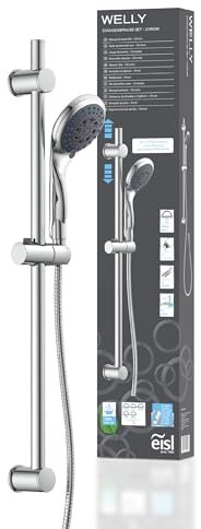 EISL WELLY DX6051CSB - Doccetta con tubo e supporto, inclusa guarnizione per risparmio d'acqua, soffione doccia con tubo, cromato