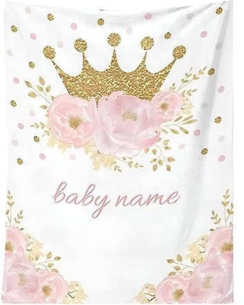 LDFHOIN Babydecke mit Namen und Datum Flanell personalisierte kuscheldecke Baby Geschenke Geburt 70 x 100 cm (75 x 100 cm + Personalisierung)
