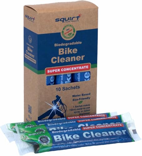 Squirt Bike Cleaner 30ml Super Concentrate Sachets - Biodegradeable Bike Chain Cleaner and Bike Degreaser for All Bike Parts - All Purpose Bike Cleaner for Bike Maintenance - Box of 10