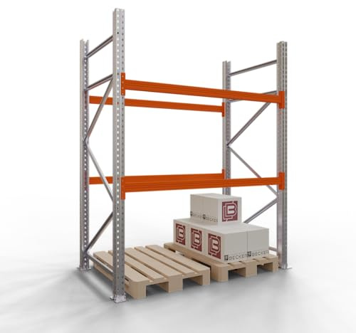 Generisch ARPA Palettenregal - 2,5 x 2,0 x 1,1 (HxBxT) - Grundregal mit 3 Ebenen - 1 Feld - Fachlast 2000kg - Schwerlastregal mit 6 Palettenplätzen