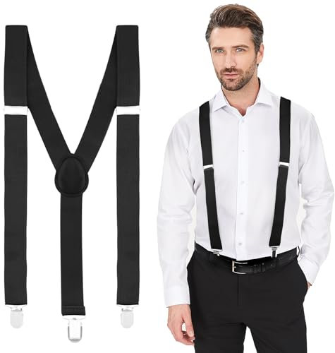 Yetuab Hosenträger für Herren Schwarz Extra Stark Breite - Cadeau Saint Valentin