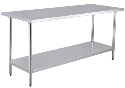 METRO Professional Table de Travail GWTS4187, Acier Inoxydable, 180 x 70 x 85 cm, argenté