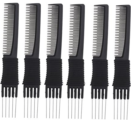 Mikinona 6pièces Peigne à Queue Inoxydable Lot De Peignes Professionnels Multifonctions Pour Coiffer Et Démêler Les Cheveux Accessoire De Coiffure Ergonomique Et