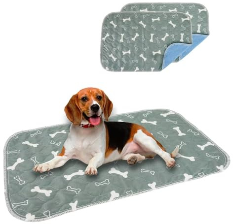 Eastlion Trainingsunterlagen Welpen,Welpenunterlagen Waschbar,Wiederverwendbare Puppy Training Pads,rutschfeste und Saugfähige Hundepinkeleinlagen für Hunde/Katzen(80x70 cm 2 Stück) M-Grau