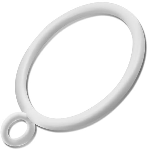 AMZSEVEN 44 Pack Curtain Rings with Eyelets, Metal Drapery Rings for Pinch Pleat Curtains, Drape Ring 1.5 Inch I D, Fits Up to 1.2 in Rod (White)