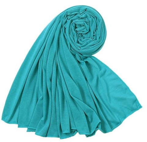 Langer Schal aus Sweatstoff für Damen und Warmer Winterschal aus merzerisierter Baumwolle, Kopftuch - 2# Hellblau - 180–80 cm