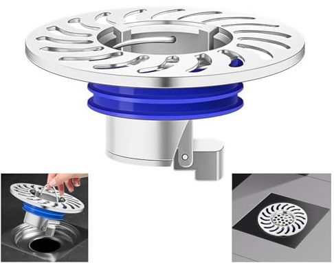 QruiLanTu Odor Proof Floor Drain，Shower Floor Drain Backflow Preventer，One Way Drain Valve，Brass Drain Filter，Prevent Backflow, Prevent Anti-Odor Dispersion in Bathroom and Kitchen（Galvanized）
