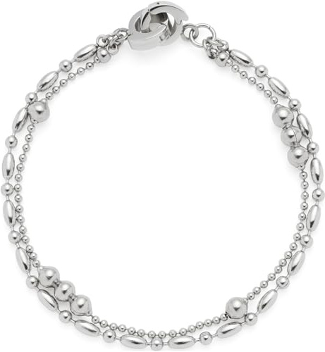 JEWELS BY LEONARDO Armband Clip & Mix Ilvi, Arm-Schmuck aus silberfarbenem Edelstahl, unterschiedlich geformte Edelstahlperlen, 18,5 cm Länge, Schmuck Damen, 024447