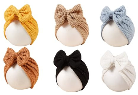 Maeau Baby Turban Hüte Mädchen Jungen 0-6 6-12 12-18 Monate Winter Turban Strickmütze Mütze Knoten mit Schleifen Schwarz Weiß Neugeborene Beanie Hut Perlen Kleinkind 5 6 7 Jahre Blau Babymütze Automne