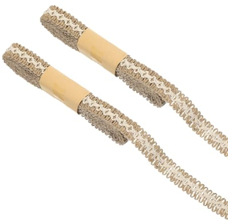 PATIKIL 6.6 Feet Burlap Ribbon for Crafts, 2 Rolls Jute Ribbons Lace Craft Ribbon Natural Jute Rope Twine String for Gift Wrapping Wedding Home Decor, Style 9