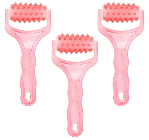 LNQ LUNIQI 3 Stück Massageroller Gesicht Kunststoff Y-Form Körper Massagegerät Hautstraffung Gesichtsroller mit Griff für Gesicht Hals Rücken, Rosa